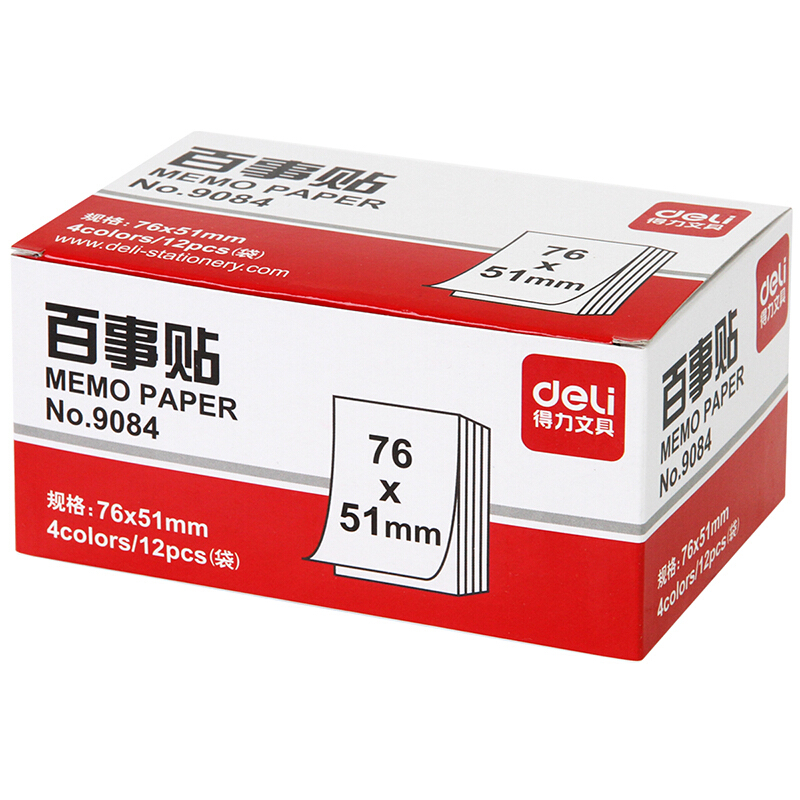 得力（deli） 9084 熒光紙百事貼/便條紙76×51mm 12本裝_http://m.bzsa.cn/img/images/C201902/1551161538740.jpg