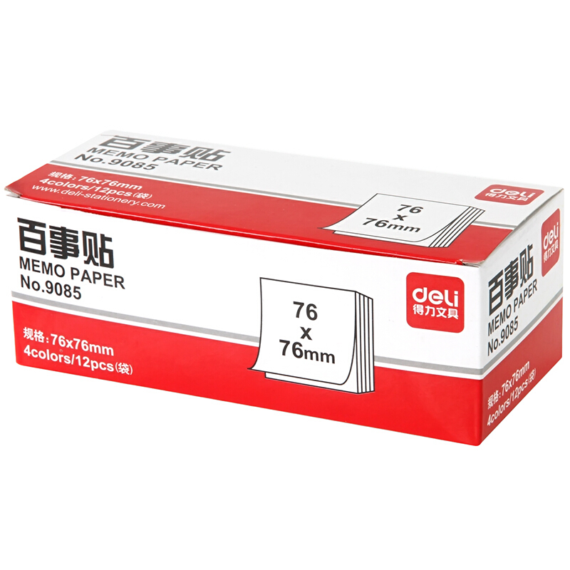 得力（deli） 9085 熒光紙百事貼/便條紙76×76mm 12本裝_http://m.bzsa.cn/img/images/C201902/1551162058990.jpg