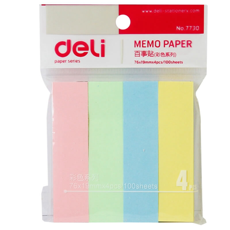 得力（deli） 7730 百事貼/便條紙 76*19mm 4色*100張/包_http://m.bzsa.cn/img/images/C201902/1551162434511.jpg