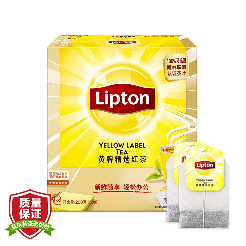 立頓（Lipton） 茶葉 100包200g 袋泡茶茶包 （黃牌精選紅茶）_http://m.bzsa.cn/img/images/C201902/1551337664589.jpg