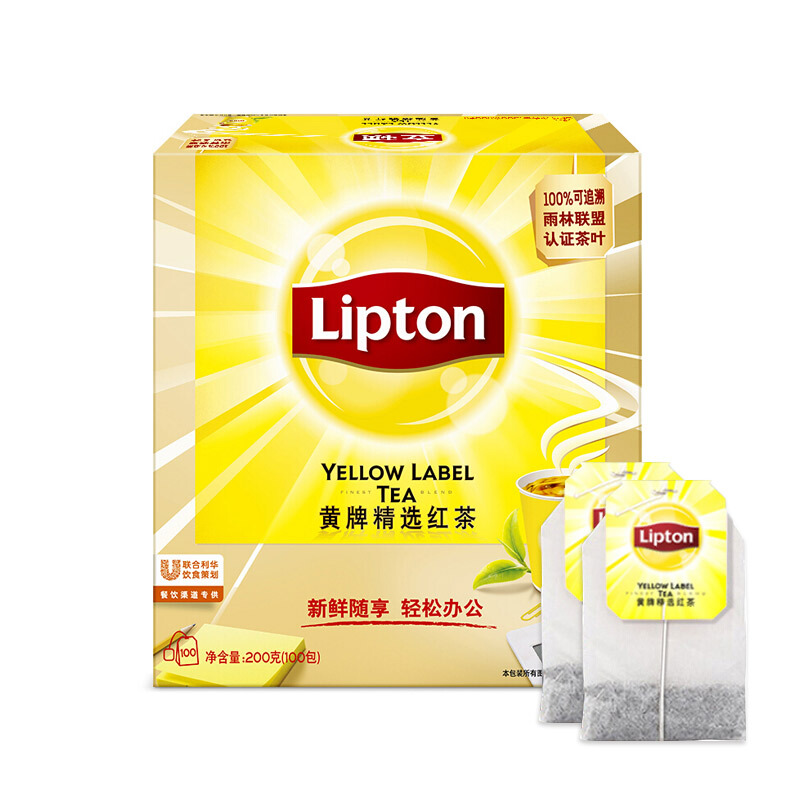 立頓（Lipton） 茶葉 100包200g 袋泡茶茶包 （黃牌精選紅茶）_http://m.bzsa.cn/img/images/C201902/1551337664599.jpg