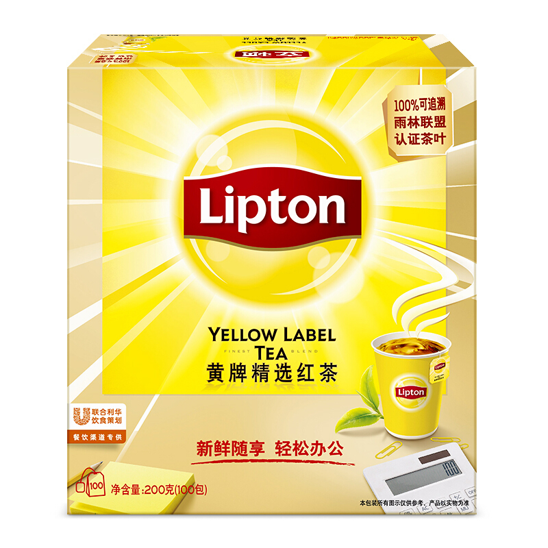 立頓（Lipton） 茶葉 100包200g 袋泡茶茶包 （黃牌精選紅茶）_http://m.bzsa.cn/img/images/C201902/1551337664609.jpg