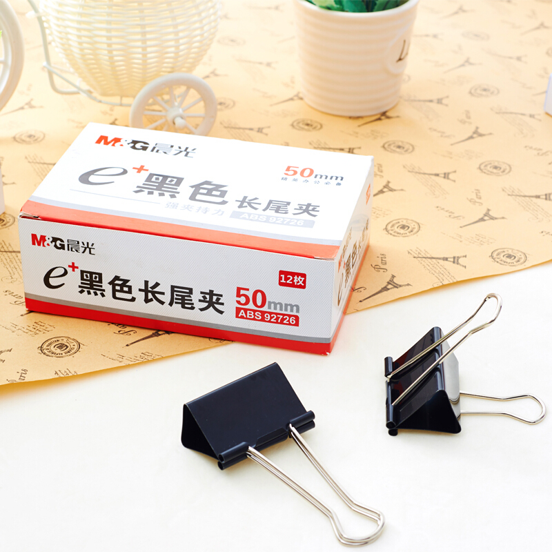 晨光（M&G） Eplus  長尾夾/長尾夾票夾 黑色(5# ABS92730/19mm 12枚/盒)_http://m.bzsa.cn/img/images/C201903/1551773537498.jpg