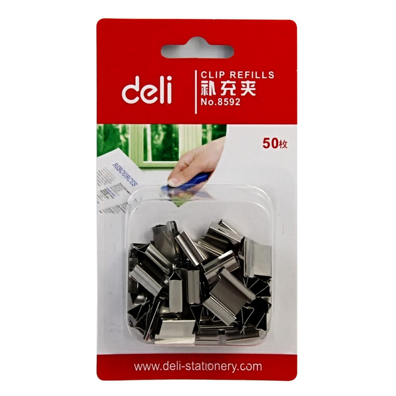 得力（deli） 8592 推夾器夾紙器 補(bǔ)充裝夾子 1卡裝 