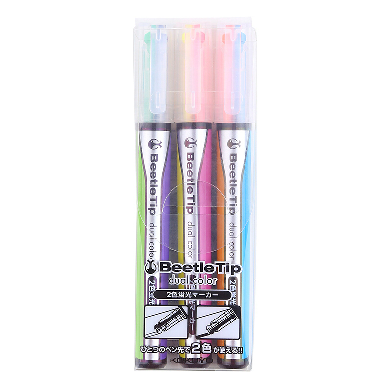 國譽(yù)(KOKUYO)雙色甲殼蟲雙頭熒光筆PM-L303-3S_http://m.bzsa.cn/img/images/C201906/1560924734674.jpg