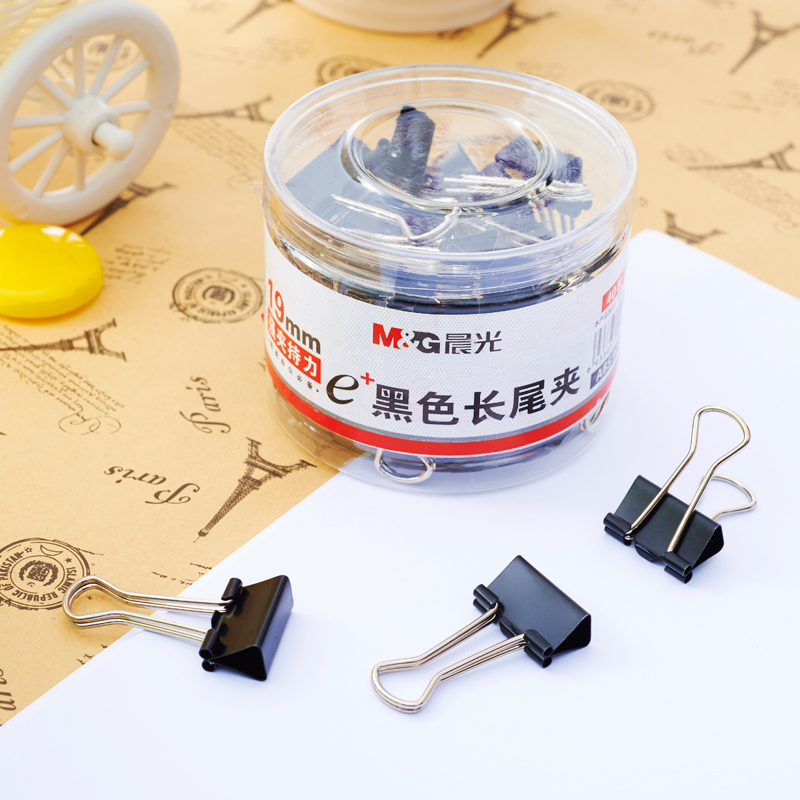 晨光（M&G） Eplus  長(zhǎng)尾夾/長(zhǎng)尾夾票夾 黑色( 5#ABS92736/19MM 40枚/筒)_http://m.bzsa.cn/img/images/C202008/1596769517278.jpg