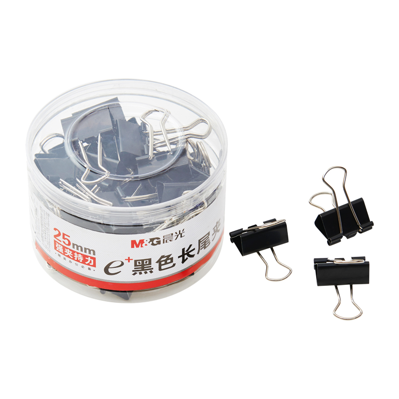 晨光（M&G） Eplus  長尾夾/長尾夾票夾 黑色(4#ABS92735/25MM 48枚/筒)_http://m.bzsa.cn/img/images/C202008/1596769638573.jpg
