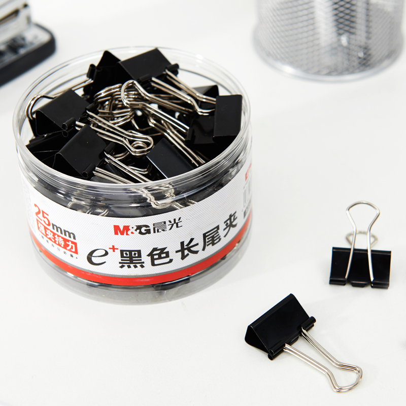晨光（M&G） Eplus  長尾夾/長尾夾票夾 黑色(4#ABS92735/25MM 48枚/筒)_http://m.bzsa.cn/img/images/C202008/1596769642906.jpg