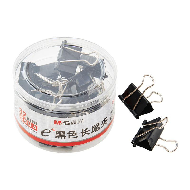 晨光（M&G） Eplus  長尾夾/長尾夾票夾 黑色( 3#ABS92734/32MM 24枚/筒)_http://m.bzsa.cn/img/images/C202008/1596769928723.jpg
