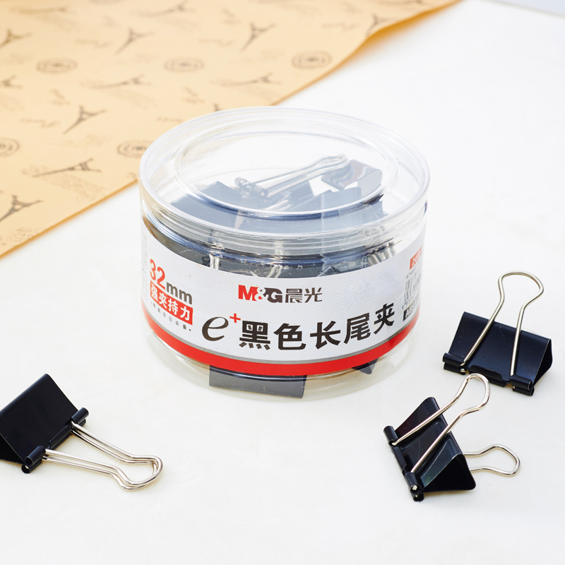 晨光（M&G） Eplus  長尾夾/長尾夾票夾 黑色( 3#ABS92734/32MM 24枚/筒)_http://m.bzsa.cn/img/images/C202008/1596769934553.jpg