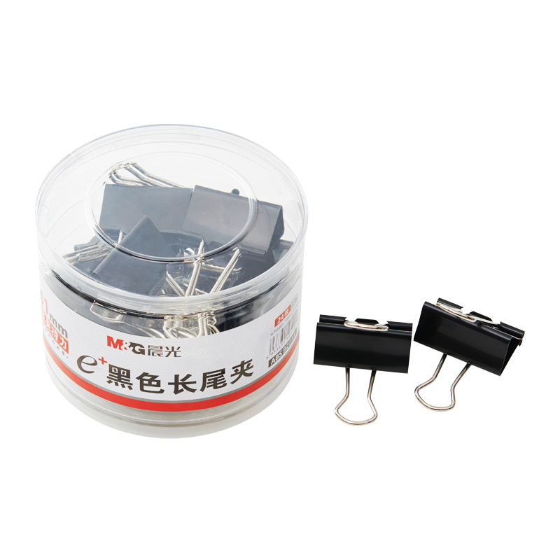 晨光（M&G） Eplus  長尾夾/長尾夾票夾 黑色(2#ABS92733/41MM 24枚/筒)_http://m.bzsa.cn/img/images/C202008/1596777184420.jpg