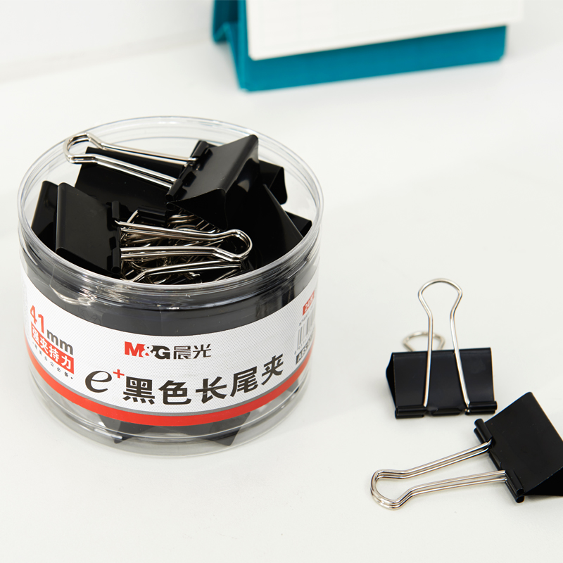 晨光（M&G） Eplus  長尾夾/長尾夾票夾 黑色(2#ABS92733/41MM 24枚/筒)_http://m.bzsa.cn/img/images/C202008/1596777189949.jpg