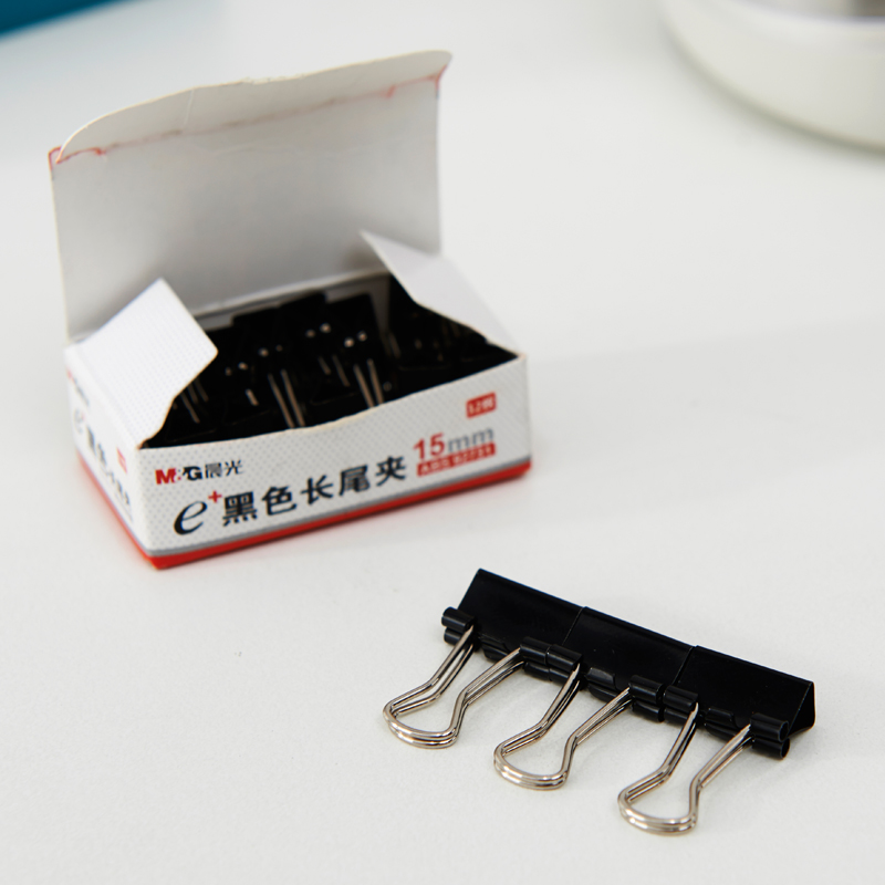 晨光（M&G） Eplus  長尾夾/長尾夾票夾 黑色(6# ABS92731/15mm 12枚/盒)_http://m.bzsa.cn/img/images/C202008/1596777370236.jpg