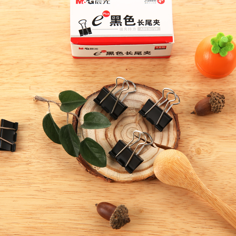 晨光（M&G） Eplus  長尾夾/長尾夾票夾 黑色(4#ABS92729/24mm 12枚/盒)_http://m.bzsa.cn/img/images/C202008/1596777686572.jpg