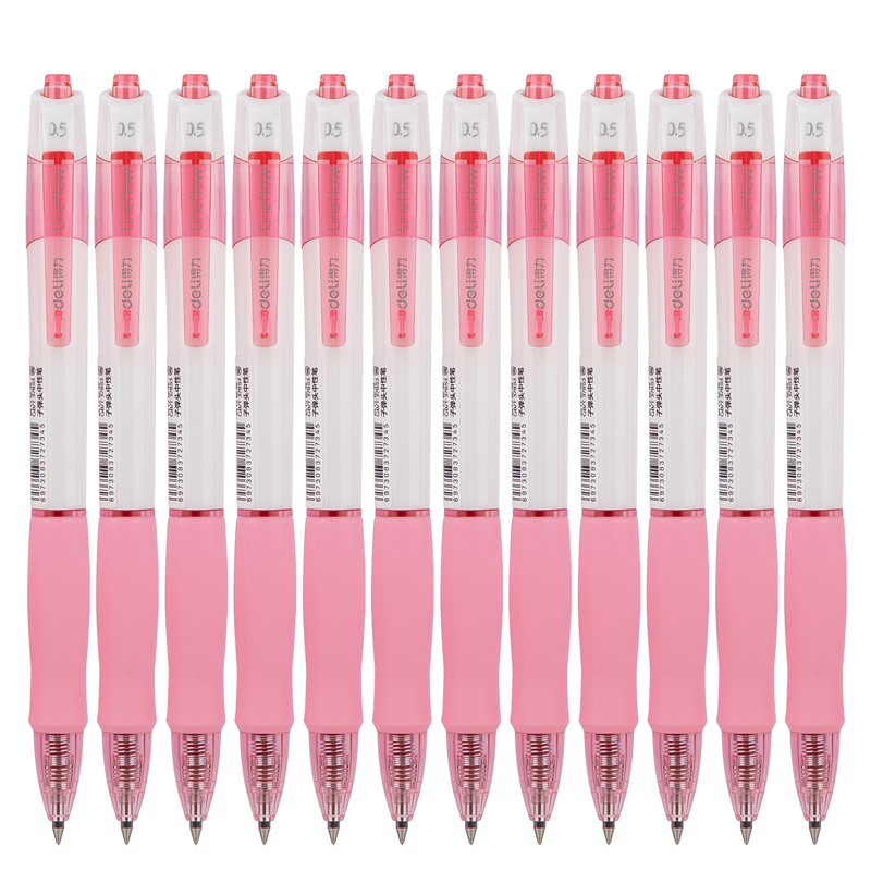 得力（deli）S09 按動子彈頭中性筆 紅色簽字筆 0.5mm 12支/盒_http://m.bzsa.cn/img/images/C202009/1599195137840.jpg