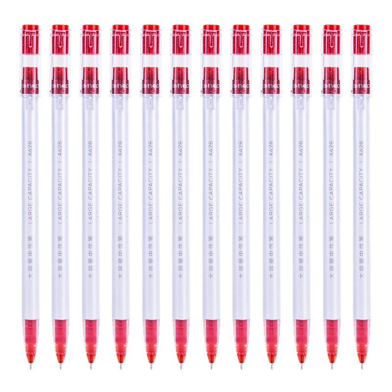 得力（deli）A426 全針管中性筆 紅色簽字筆 0.5mm 12支/盒_http://m.bzsa.cn/img/images/C202009/1599207575829.jpg