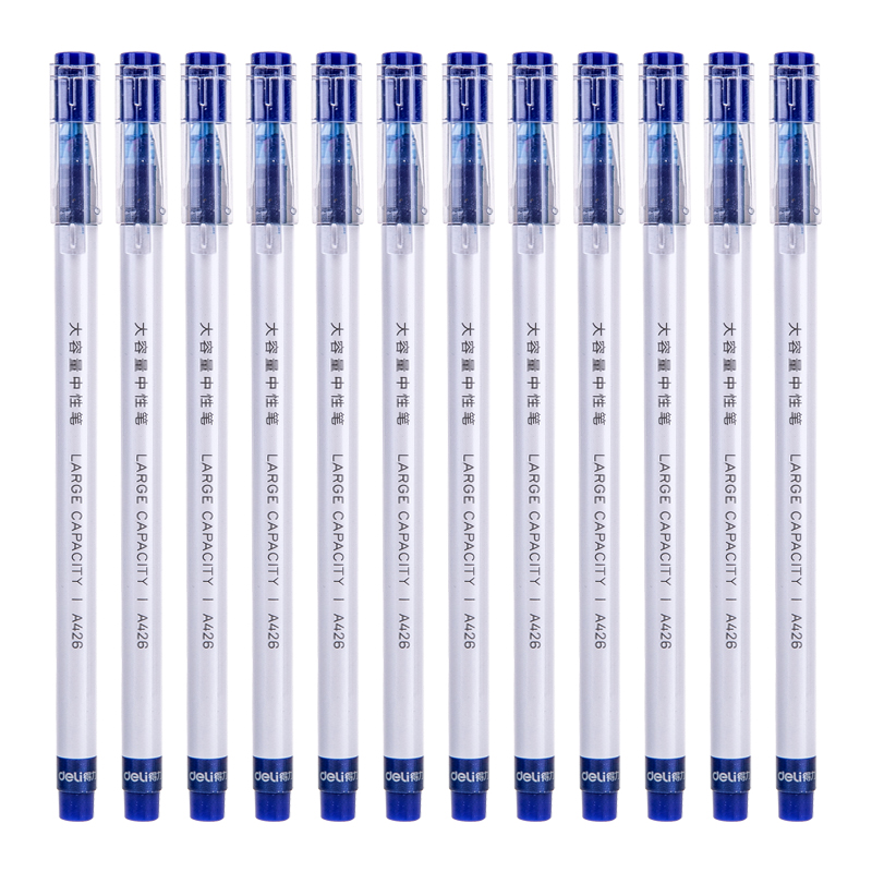 得力（deli）A426 全針管中性筆 藍(lán)色簽字筆 0.5mm 12支/盒_http://m.bzsa.cn/img/images/C202009/1599208202030.jpg