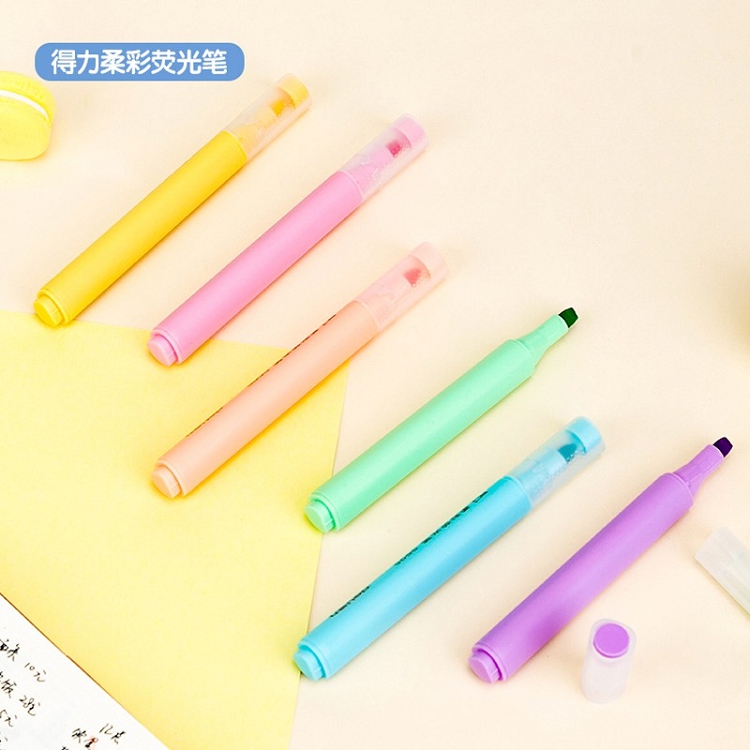 得力（deli）雙頭熒光筆重點(diǎn)醒目劃線筆標(biāo)記筆記號筆彩色筆套裝辦公學(xué)生文具 6支/盒 三角桿熒光筆S605_http://m.bzsa.cn/img/images/C202103/1615972936534.jpg