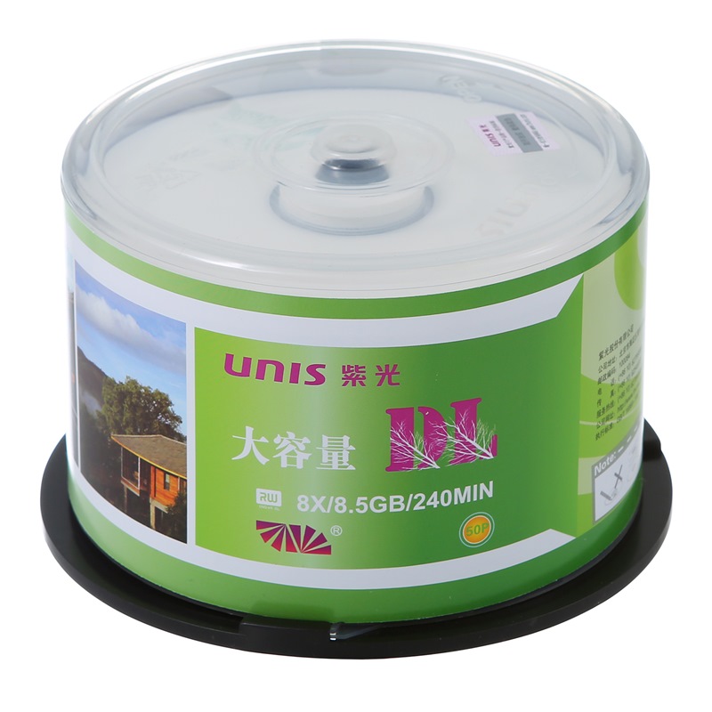 紫光（UNIS）DVD+R DL 刻錄盤(pán) 8.5G 光盤(pán) 8速 單面雙層 50片桶裝