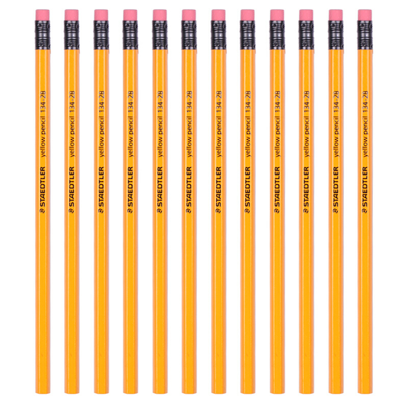 施德樓（Staedtler） 134 黃桿鉛筆 帶橡皮頭 12支裝（2B）_http://m.bzsa.cn/img/sp/102/e8de9419-32c0-4a74-87af-ca061e8d4b84.jpg