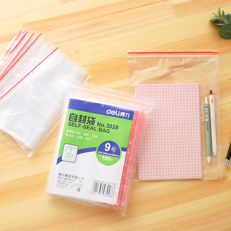 得力（deli） 3028 自封袋(透明)-9號(hào)(100個(gè)/包)280ｘ200mm0.04mm_http://m.bzsa.cn/img/sp/206/c6c3f7f6-77e8-478e-ba57-5e64efd60102.jpg