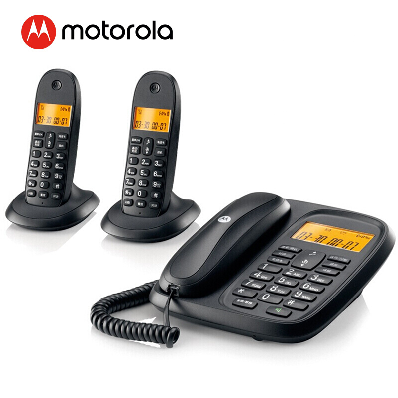 摩托羅拉（Motorola） CL102C 數(shù)字無繩電話機(jī)座機(jī)子母機(jī)中文顯示免提套裝辦公家用一拖二固定無線座機(jī)（黑色）_http://m.bzsa.cn/img/sp/2147/35e84b71-cb6c-43cb-bbaf-3c8198349516.jpg