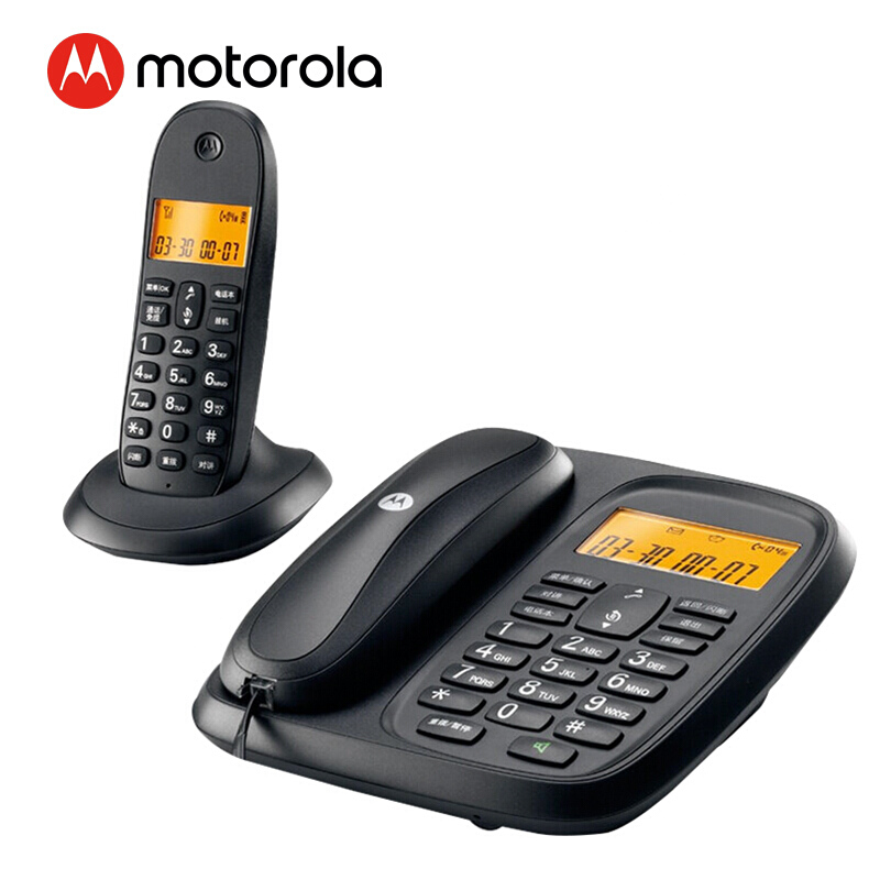 摩托羅拉（Motorola） CL101C 數(shù)字無(wú)繩電話機(jī)座機(jī)子母機(jī)中文顯示免提套裝辦公家用一拖一固定無(wú)線座機(jī) （黑色）_http://m.bzsa.cn/img/sp/2147/3764a2a8-cb08-4714-9d41-04c577c3c776.jpg
