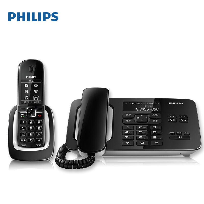 飛利浦（PHILIPS） DCTG492 語音報(bào)號黑名單中文數(shù)字子母機(jī)一拖一家用辦公會議坐固定固話無線電話機(jī)座機(jī)無繩電話機(jī)（黑色）_http://m.bzsa.cn/img/sp/2147/a7c58a86-d662-401e-99a3-f9cc3b06a7ae.jpg