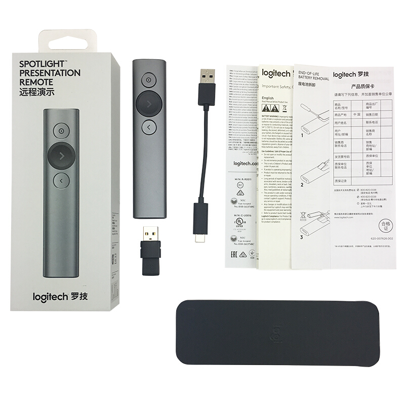 羅技（Logitech） Spotlight 無線演示器 投影筆 翻頁器 非激光筆 演示筆 演講神器 放大聚焦液晶屏可顯 (灰色) _http://m.bzsa.cn/img/sp/242/7a7e9c7c-170d-4173-8922-4bdba3032bfe.jpg