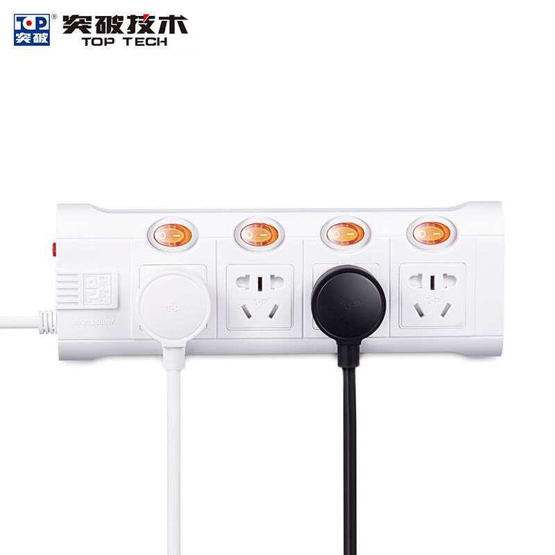 突破（TOP） TZ-D4K4 新國標(biāo)帶兒童保護(hù)門插座接線板智能過載自動斷電分控獨(dú)立開關(guān)4孔3米 3米線長_http://m.bzsa.cn/img/sp/2541/10a14781-3c8d-448a-b152-3ae9b7800def.jpg
