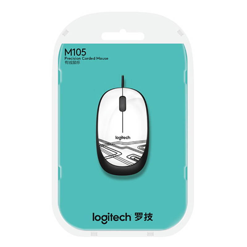 羅技（Logitech） M105 時尚多彩鼠標 左右手通用 (清新白) _http://m.bzsa.cn/img/sp/284/9ccbca07-989d-49d4-8418-5f23012154df.jpg