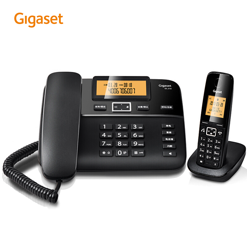 集怡嘉（Gigaset） DL310 原西門子品牌電話機 數(shù)字無繩電話家用子母機中文來電顯示一拖一辦公固定無線電話座機（黑色）_http://m.bzsa.cn/img/sp/329/15746013-4641-4470-9fff-ba42161d6b8b.jpg