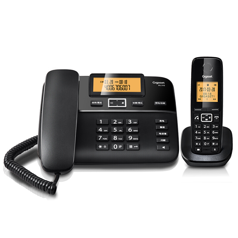 集怡嘉（Gigaset） DL310 原西門子品牌電話機 數(shù)字無繩電話家用子母機中文來電顯示一拖一辦公固定無線電話座機（黑色）_http://m.bzsa.cn/img/sp/329/3fd3ca5e-778b-47d3-a70b-a8632c9a7569.jpg
