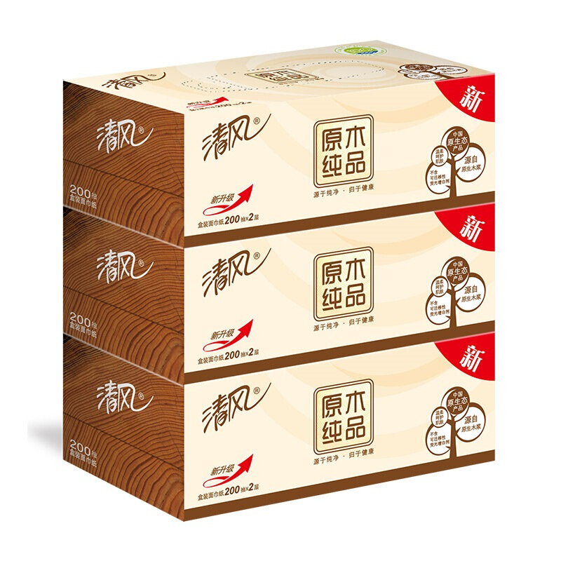 清風（APP） B338C1 原木純品盒裝抽紙面巾紙餐巾紙 2層200抽*3盒_http://m.bzsa.cn/img/sp/383/b42e61e3-197f-40b9-93d9-f0cbf682b5aa.jpg