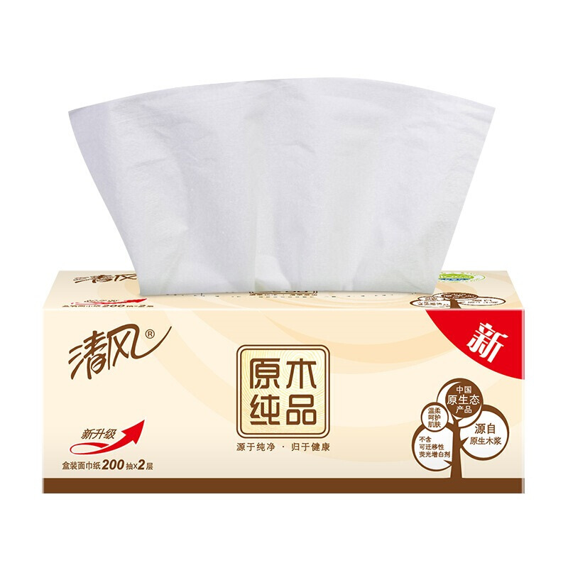 清風（APP） B338C1 原木純品盒裝抽紙面巾紙餐巾紙 2層200抽*3盒_http://m.bzsa.cn/img/sp/383/eca36e39-aec9-4e74-8590-26293537b2df.jpg