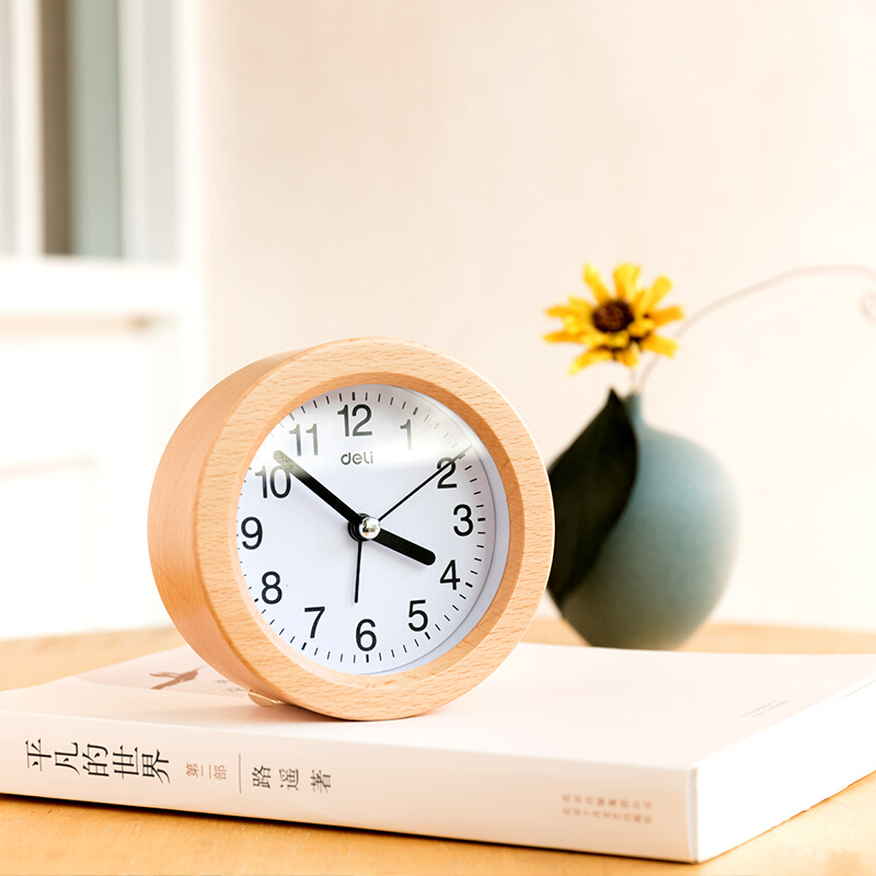 得力（deli） 8810 3.5寸靜音圓形櫸木鬧鐘貪睡鬧鐘 木紋色_http://m.bzsa.cn/img/sp/419/3d183b34-060d-49f0-90d3-a5063ac8a385.jpg