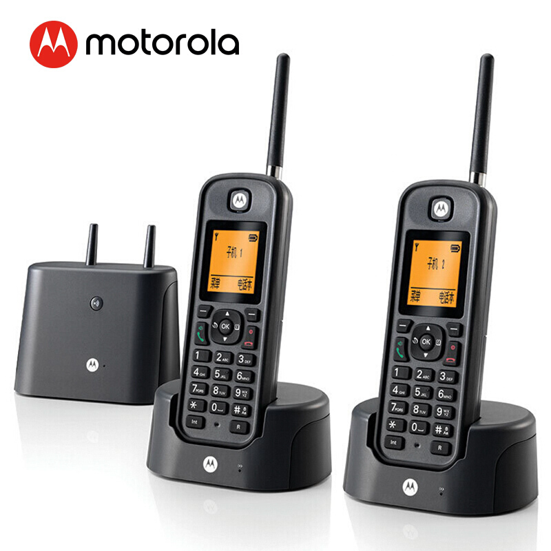 摩托羅拉（Motorola） O202C 電話(huà)機(jī) 遠(yuǎn)距離數(shù)字無(wú)繩套裝 橙色背光電話(huà)簿中英文顯示菜單可擴(kuò)展 無(wú)線(xiàn)座機(jī) （黑色）_http://m.bzsa.cn/img/sp/764/60803777-6834-4605-9112-84fa2d41379b.jpg