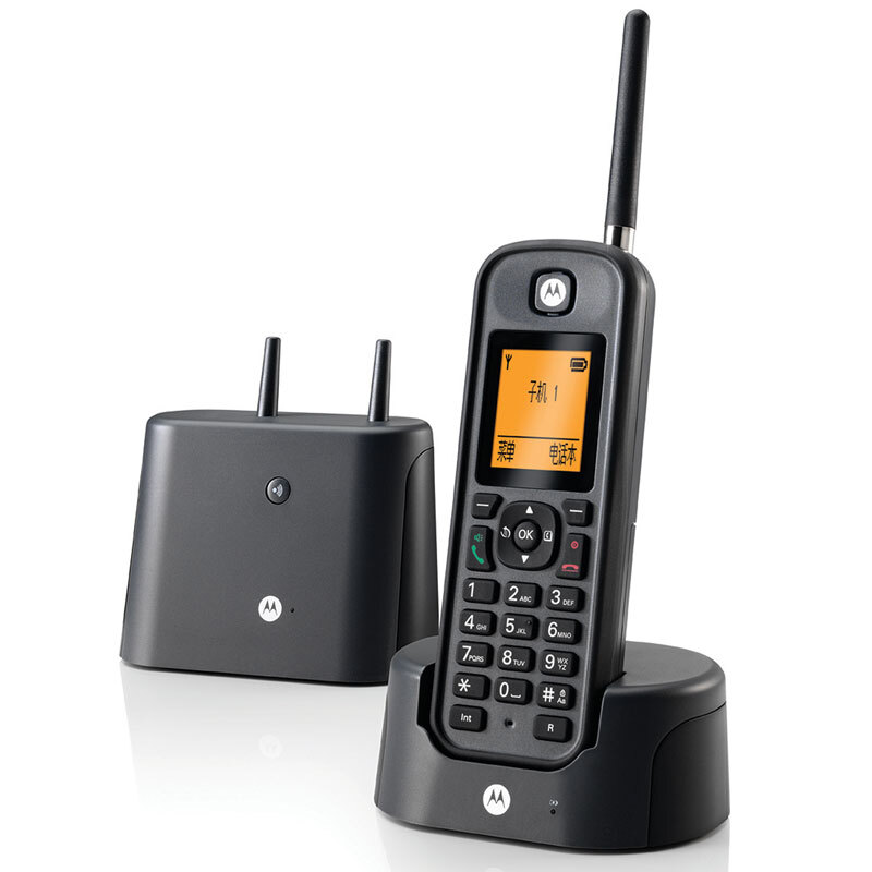 摩托羅拉（Motorola） O202C 電話(huà)機(jī) 遠(yuǎn)距離數(shù)字無(wú)繩套裝 橙色背光電話(huà)簿中英文顯示菜單可擴(kuò)展 無(wú)線(xiàn)座機(jī) （黑色）_http://m.bzsa.cn/img/sp/764/8011e20f-3b13-4e7e-81c1-8239d2189f35.jpg