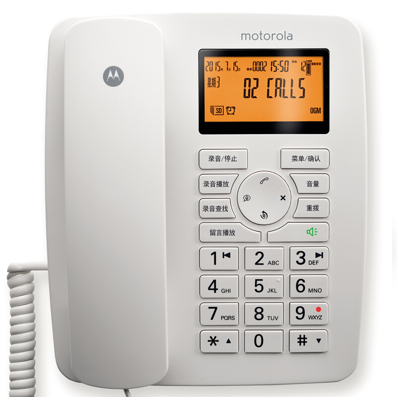 摩托羅拉（Motorola） CT111C 智能自動/手動插卡錄音電話機(jī)座機(jī)商務(wù)客服電話呼叫中心家用辦公固定座機(jī) （白色）_http://m.bzsa.cn/img/sp/766/82571caf-33d3-4f62-9579-e23617d9931e.jpg