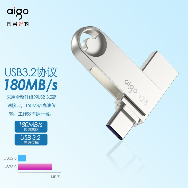愛國者（aigo）128GB Type-C USB3.2 U盤 U322_http://m.bzsa.cn/newimg/C202304/1681199966190.jpg