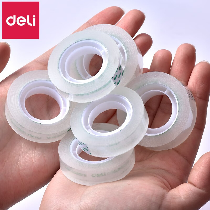 得力（deli）透明膠帶【3桶36卷】寬1.2cm*27.3米（送）膠帶座30015+811_http://m.bzsa.cn/newimg/C202310/1697782611706.jpg