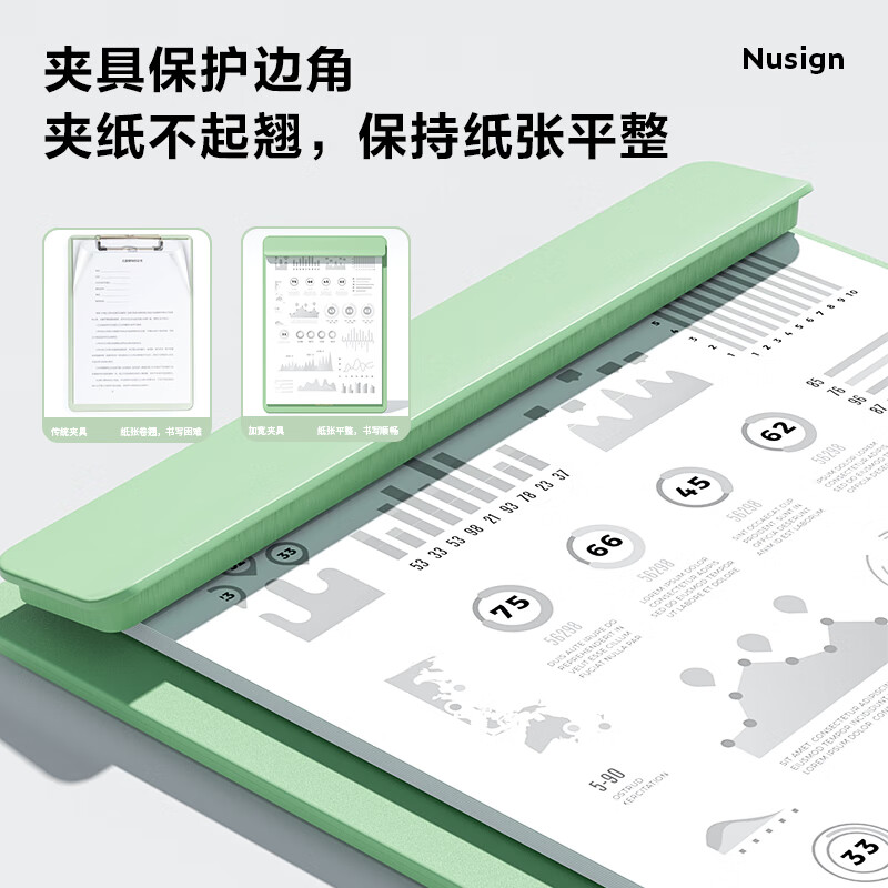 得力(deli)A4 PP板夾 加寬資料夾 巖井綠 NS501_http://m.bzsa.cn/newimg/C202310/1698022336364.jpg